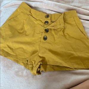 Yellow button down shorts